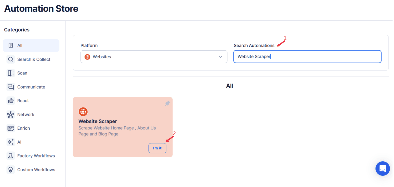 search-for-the-particular-website-automation