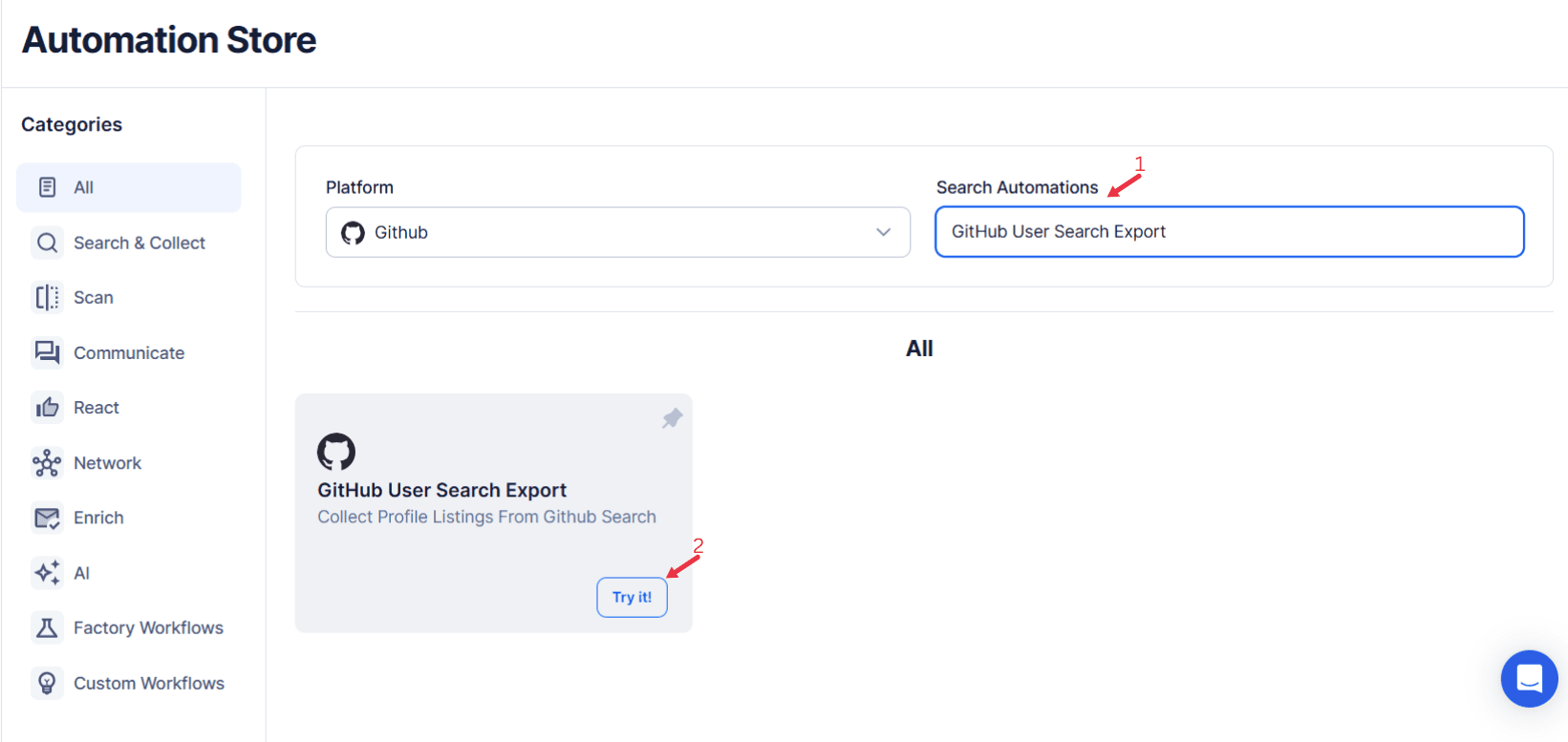 search-for-the-particular-github-automation