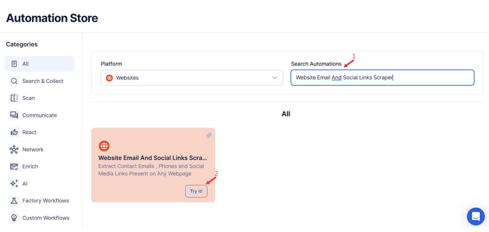 search-for-the-particular-website-automation