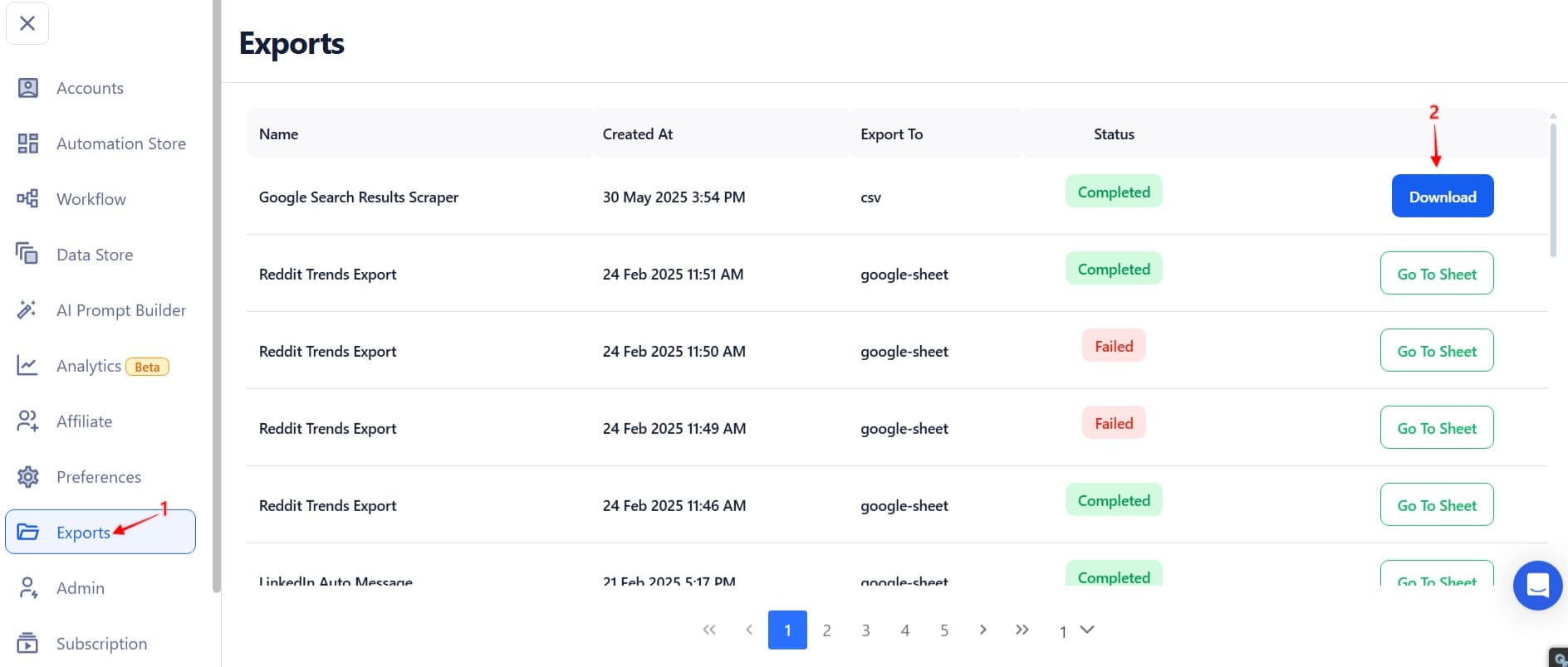 check-the-exports-tab