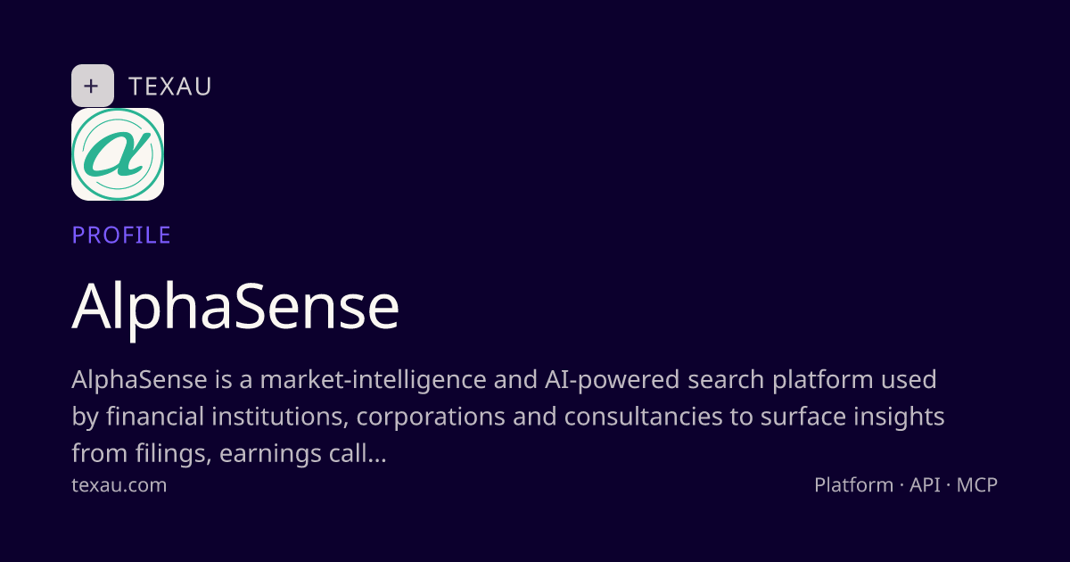 AlphaSense Funding, Valuation & Investors 2026 · TexAu