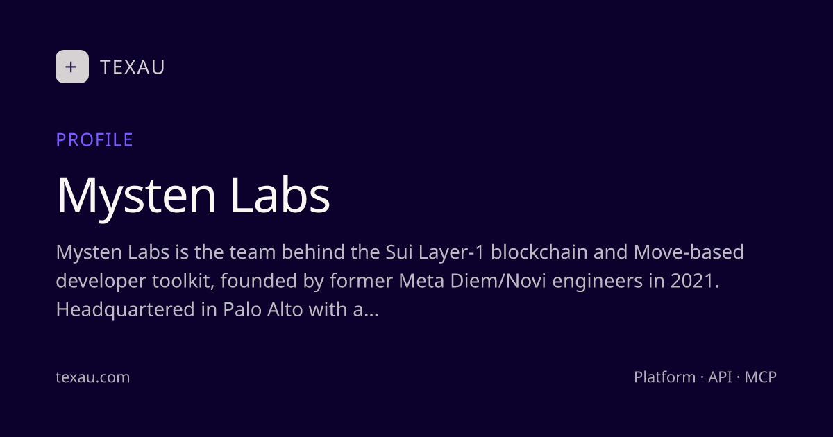 Mysten Labs Funding, Valuation & Investors 2026 · TexAu